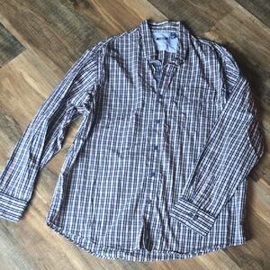 Izod Long Sleeve Plaid Button Down Shirt Size XL